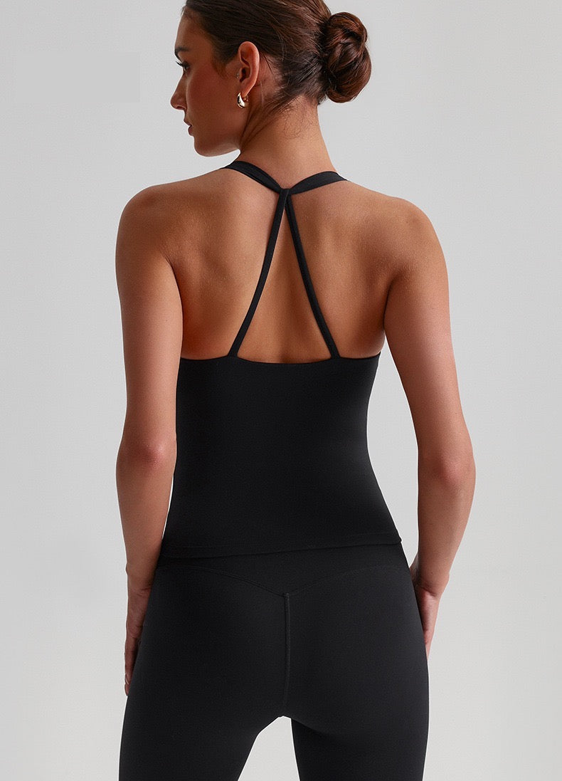 triangle back crop top black