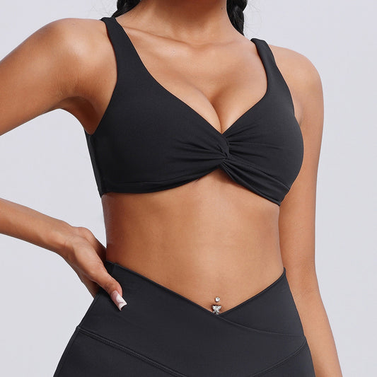 twist front bra black
