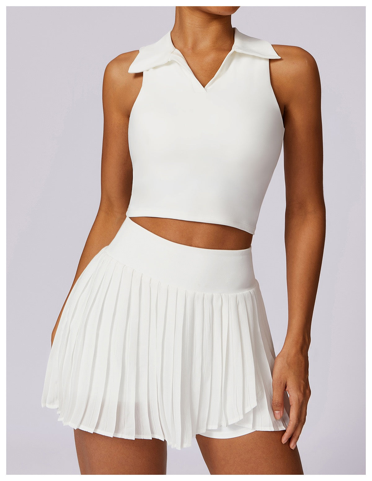white collared athletic tank top