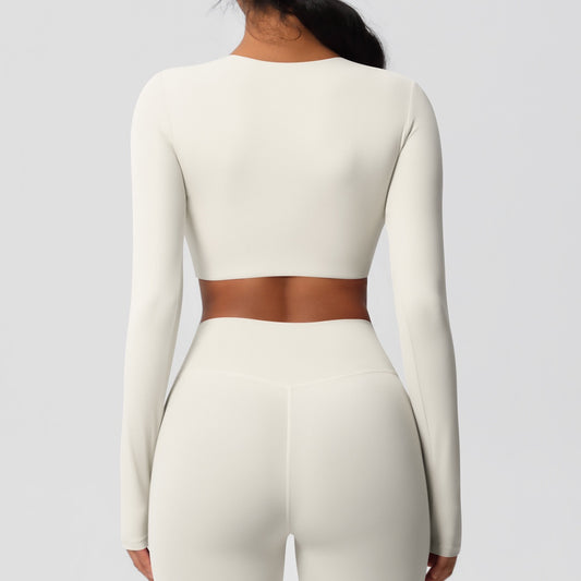 white long sleeve crop top