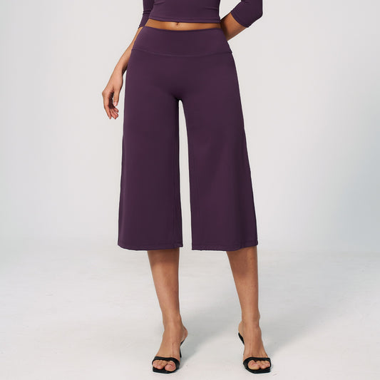 purple wide leg cropped yoga pants