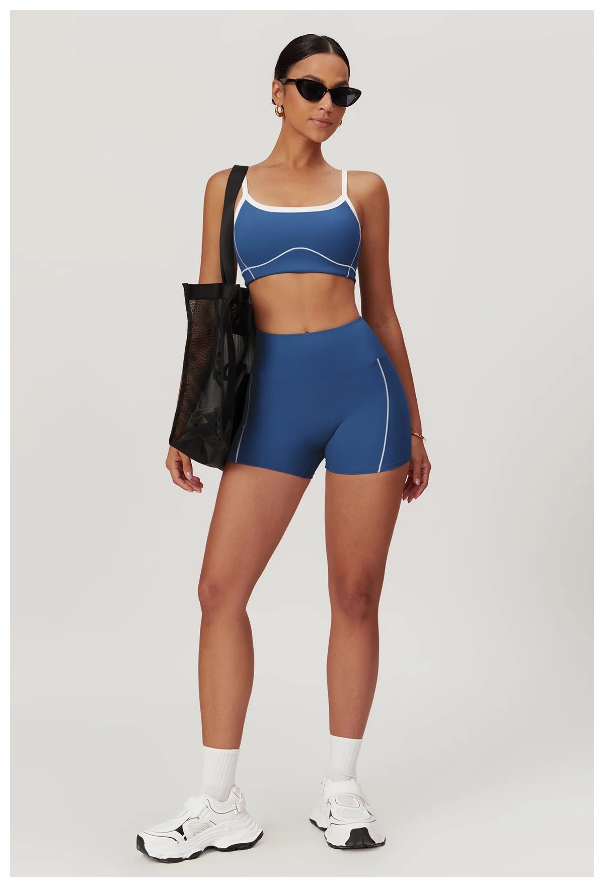 Wave Essential Sports Bra & High-Waist Shorts Set – Pink
