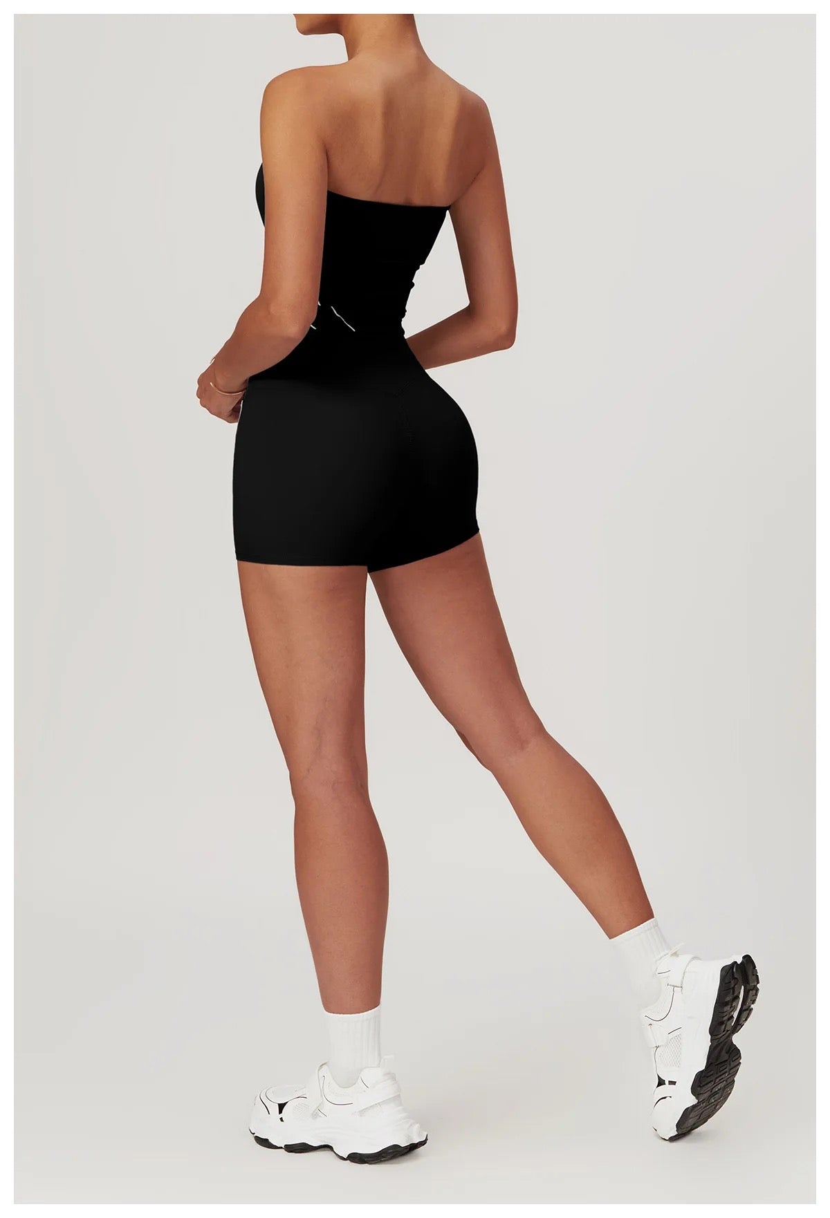Sporty Chic 2-Piece Set: Tube Top & High-Rise Shorts - Pink