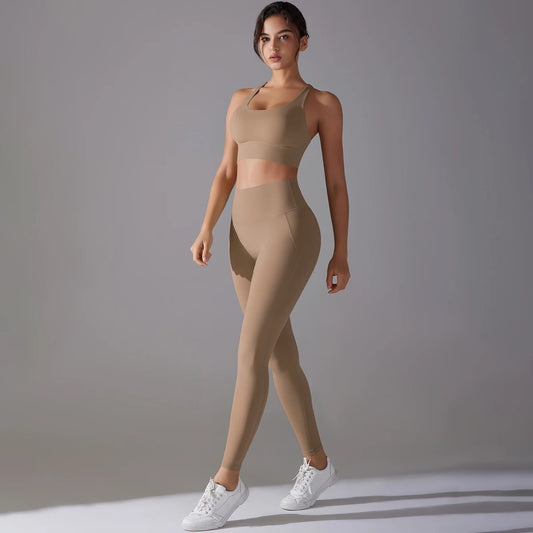 Women's Seamless 2-Piece Workout Set - Cocoa