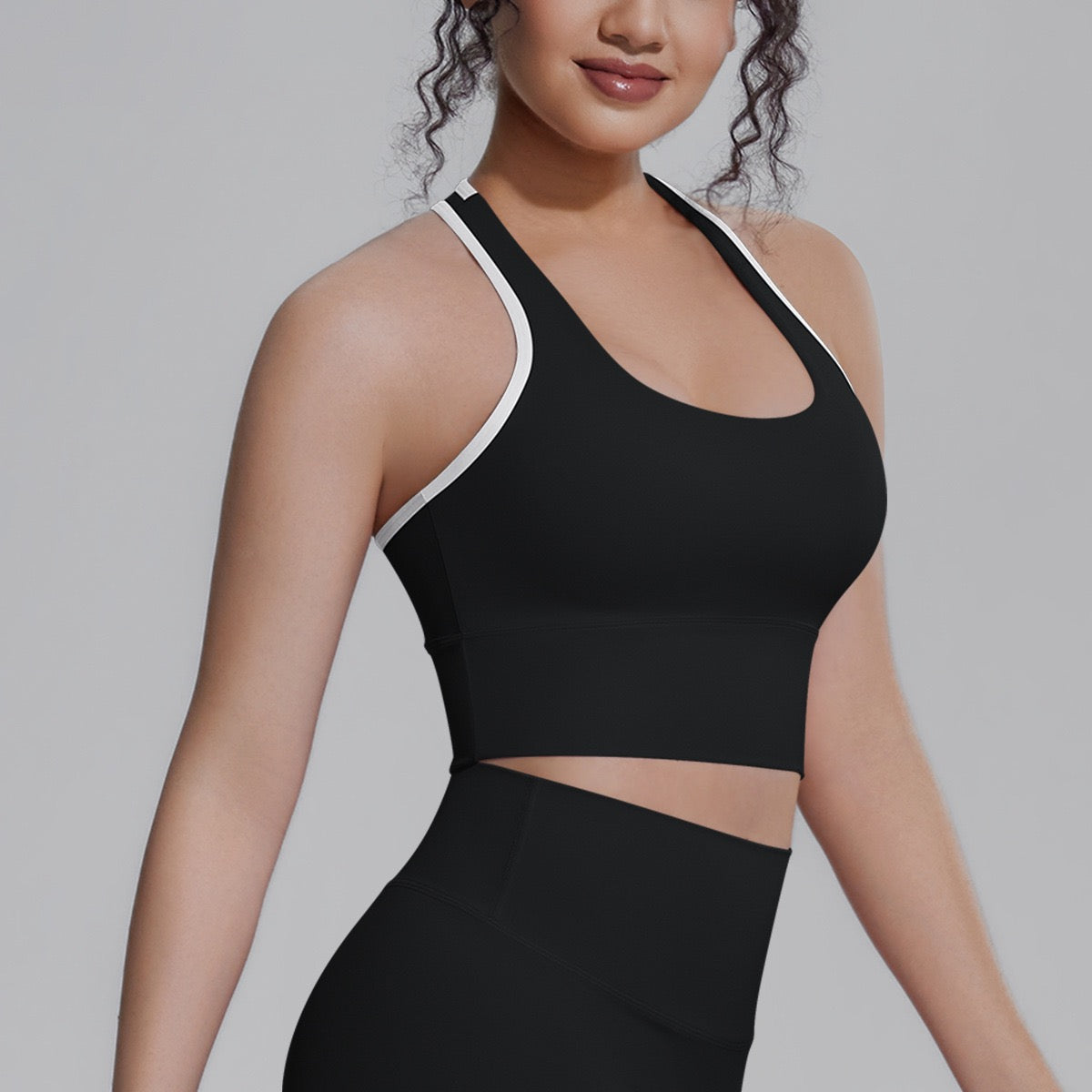 women's athleisure bra tank black