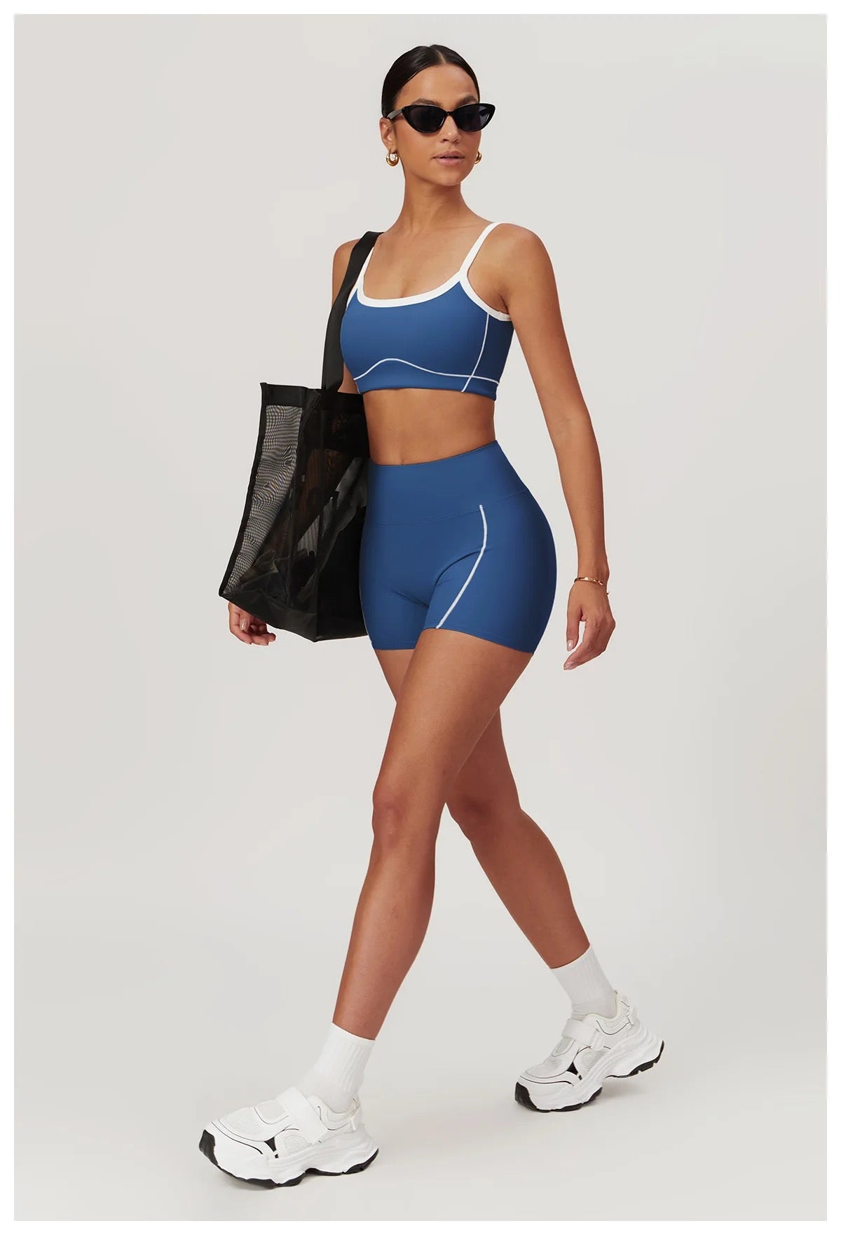 Wave Essential Sports Bra & High-Waist Shorts Set – Pink