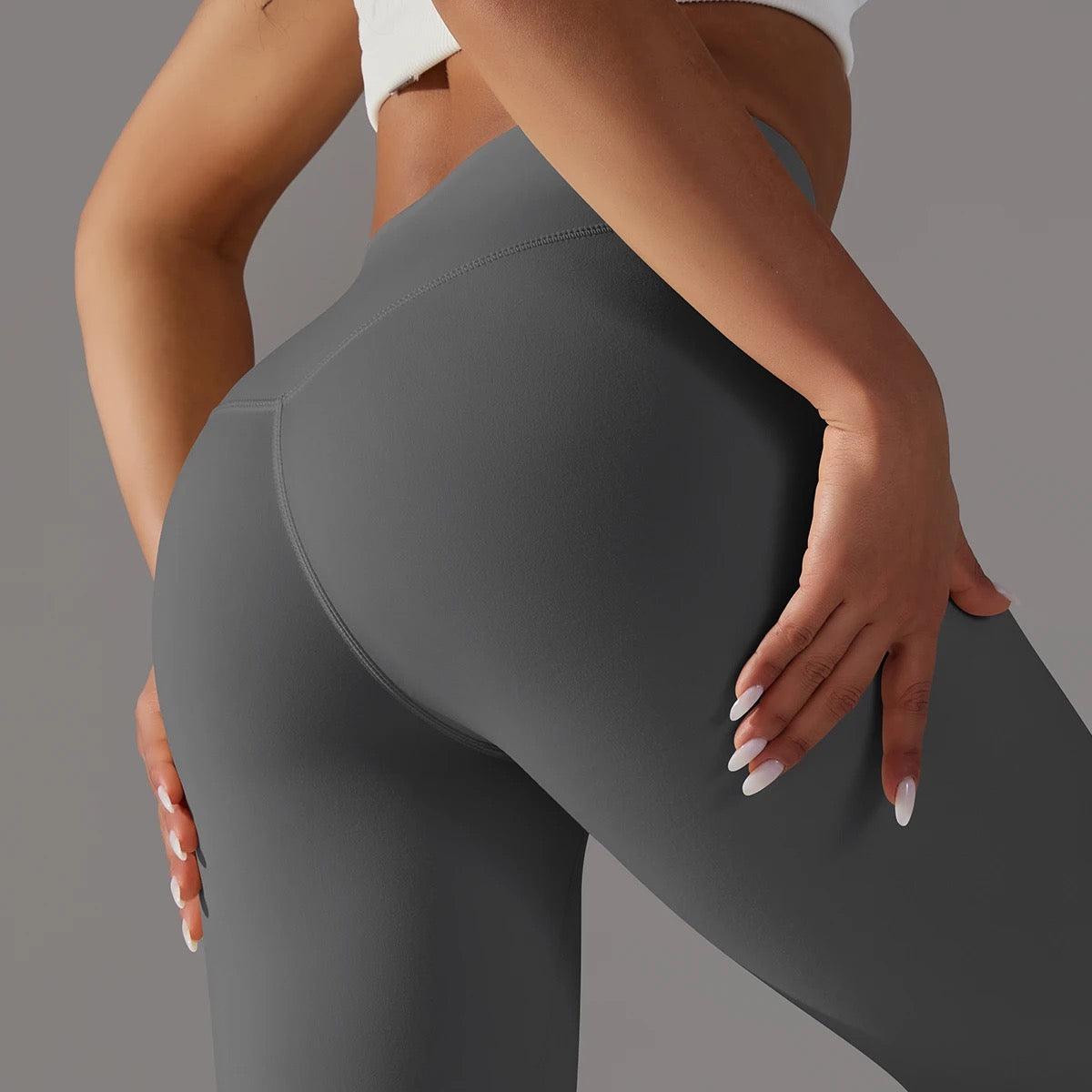 Minimalist Style High-rise Leggings - Dark Grey