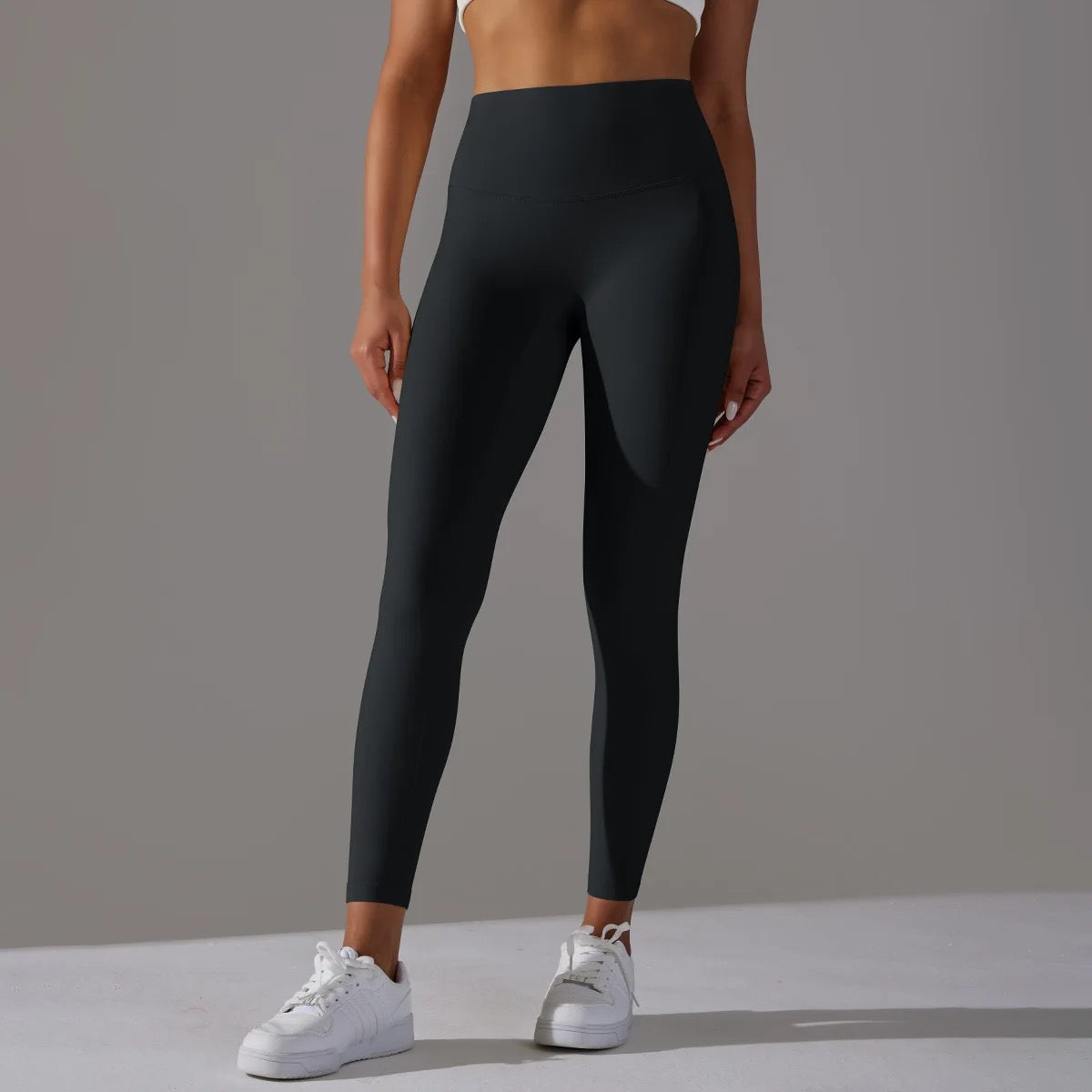 Minimalist Style High-rise Leggings - Dark Grey