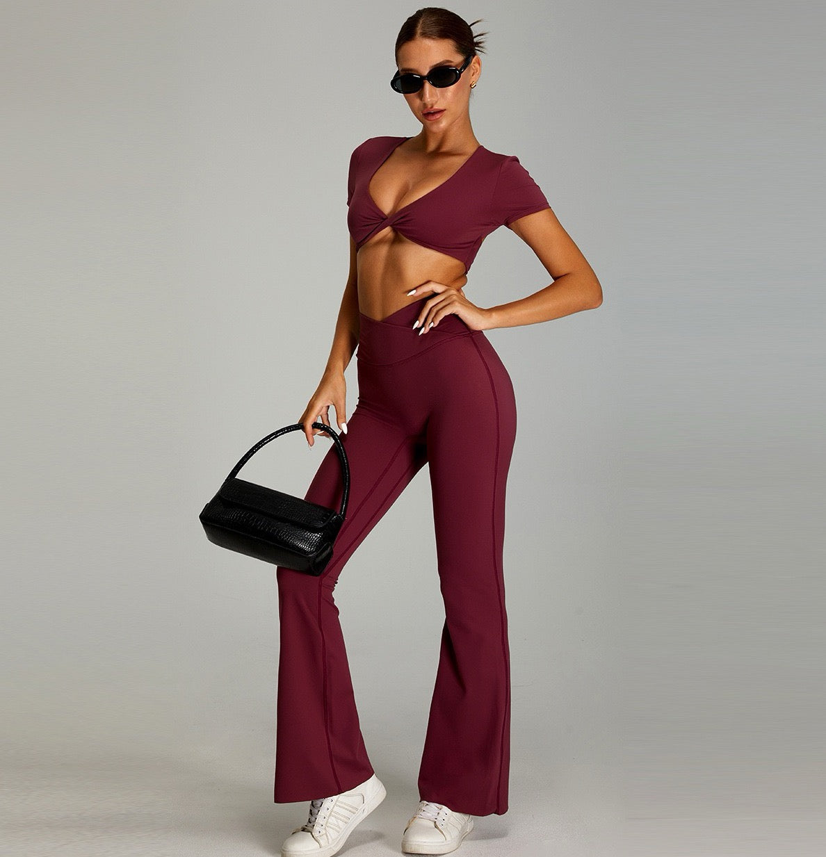 womens high rise bootcut leggings with stretch