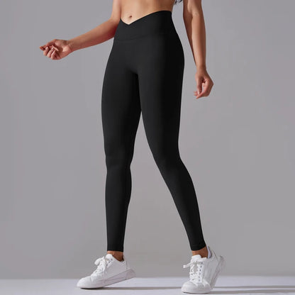 High Waist Crossover Seamless Ankle Length Leggings