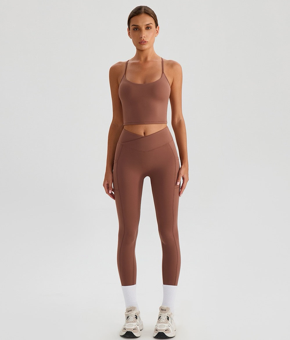 brown 2-piece activewear outfit for everyday wear