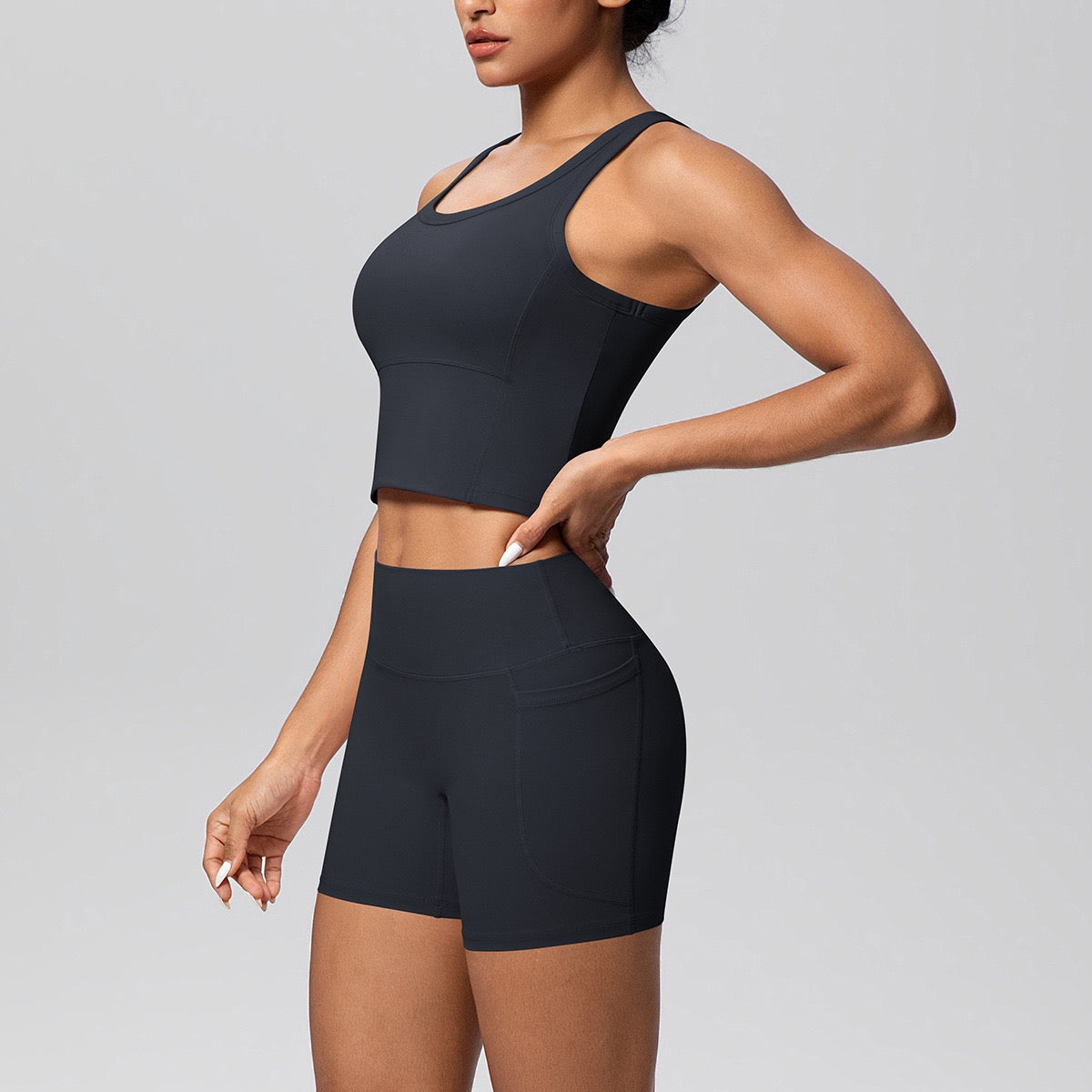 2 piece gym set with pockets black