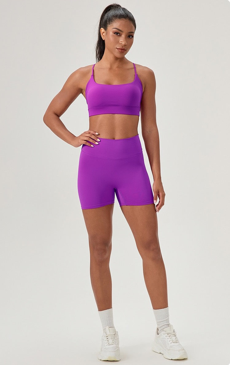 3 inch yoga shorts purple