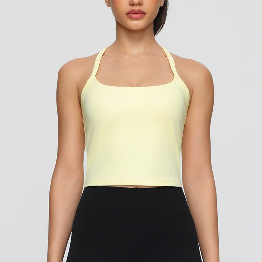 4-way stretch workout tank top yellow color
