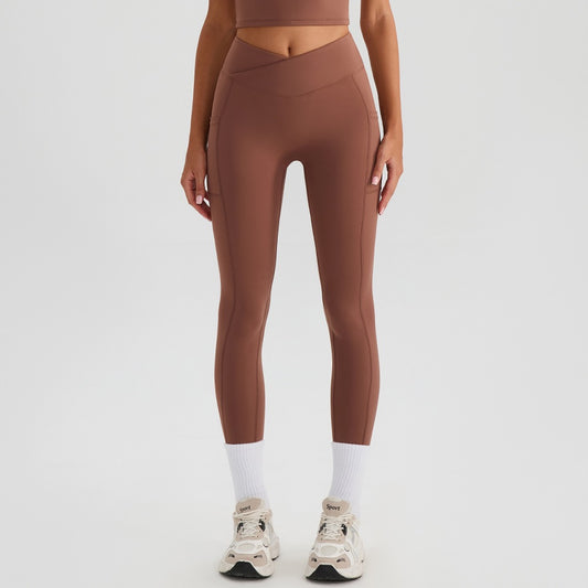 brown yoga pants with pockets