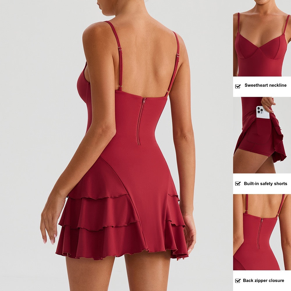 Athletic Dress with Tiered Ruffle Skirt