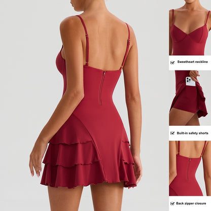 Athletic Dress with Tiered Ruffle Skirt