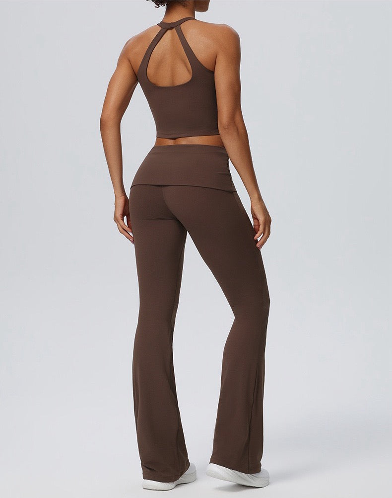 Brown Halter Neck Tank Top