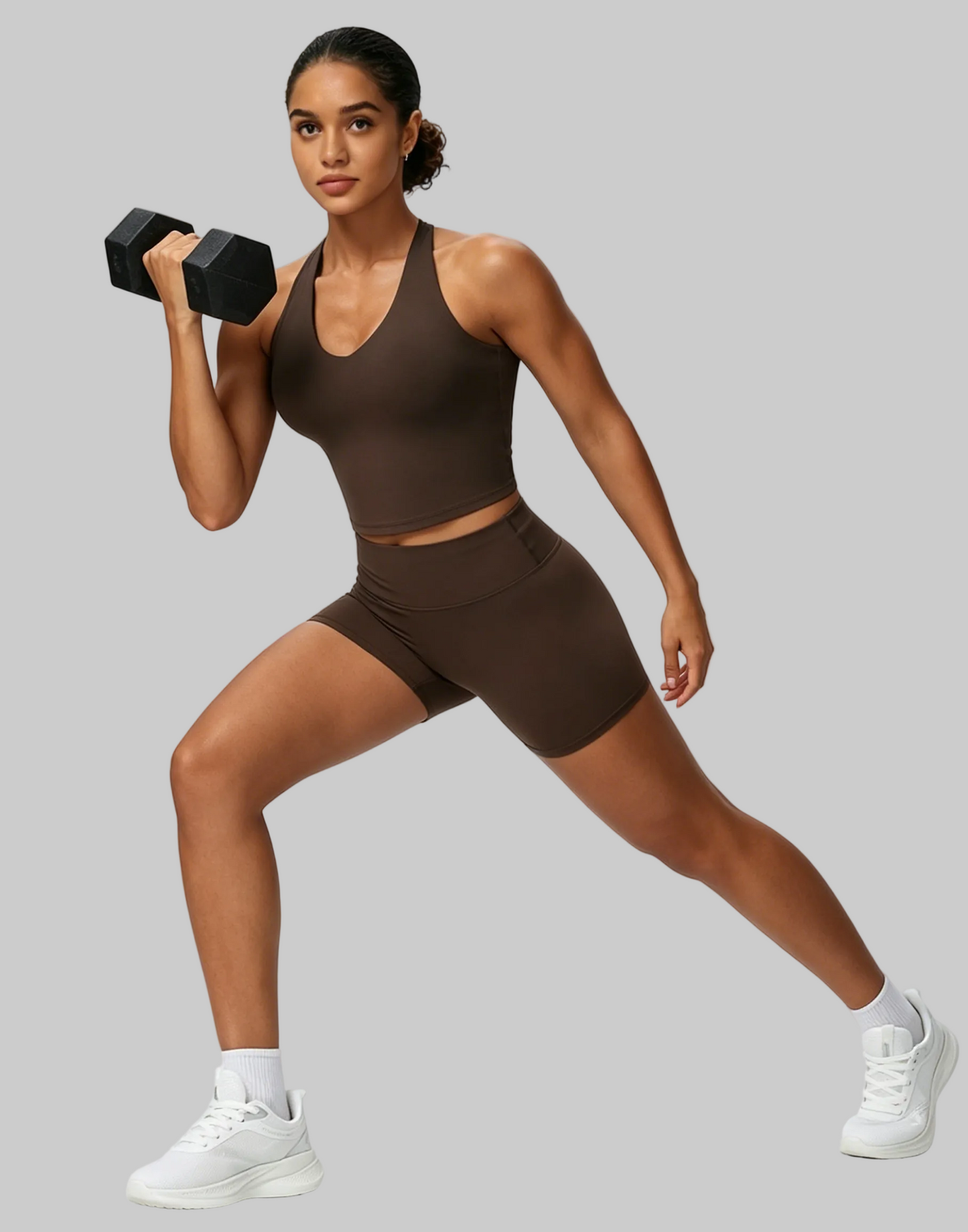 Brown Halter Yoga Crop Top