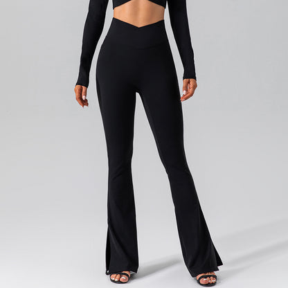 Crossover waist leggings tummy control black