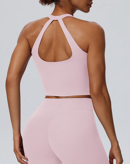 Cutout Back Sports Bra pink