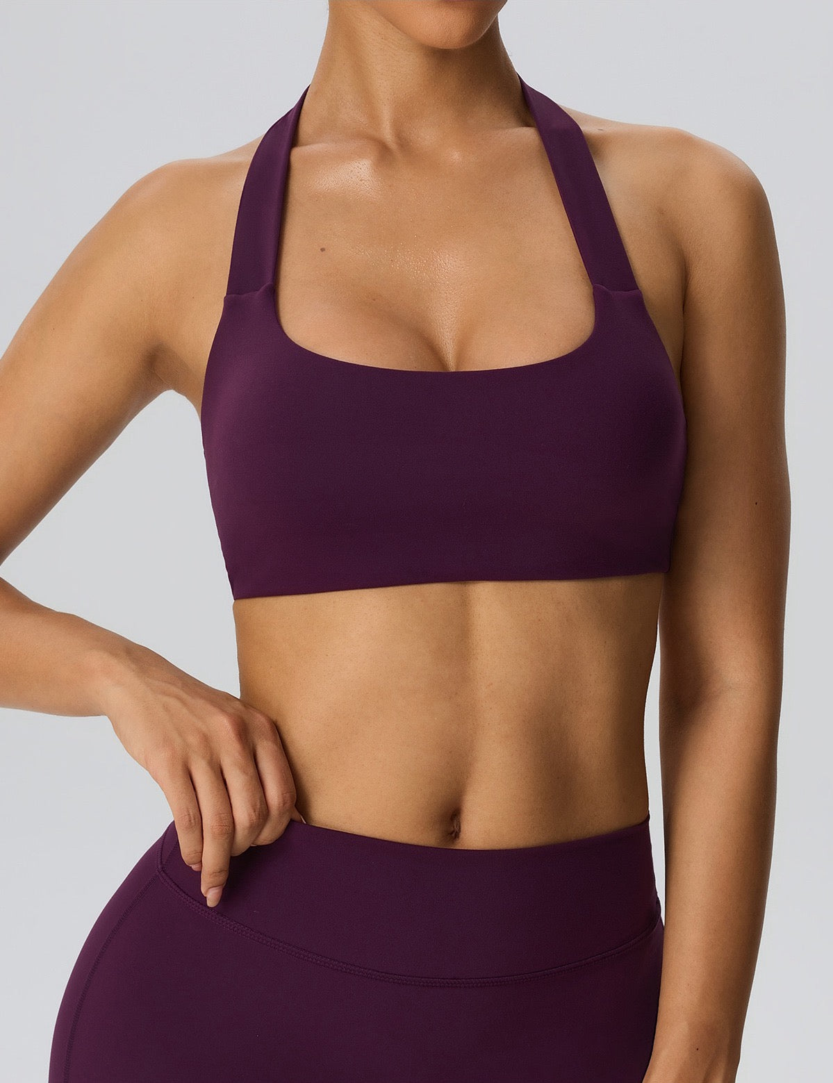 Halter strap yoga bra release shoulder pressure