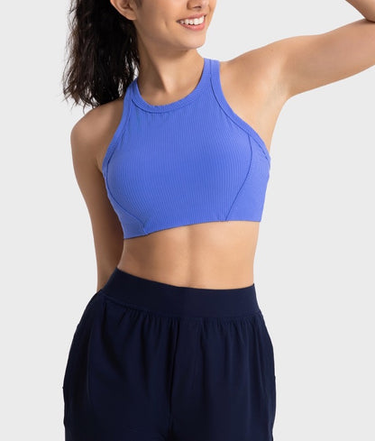 High neck seamless sports bra