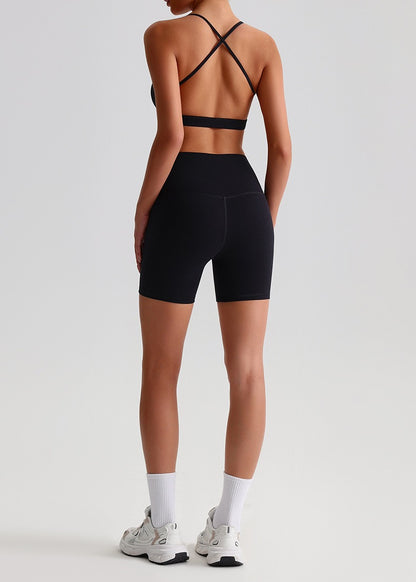 High waist workout shorts black