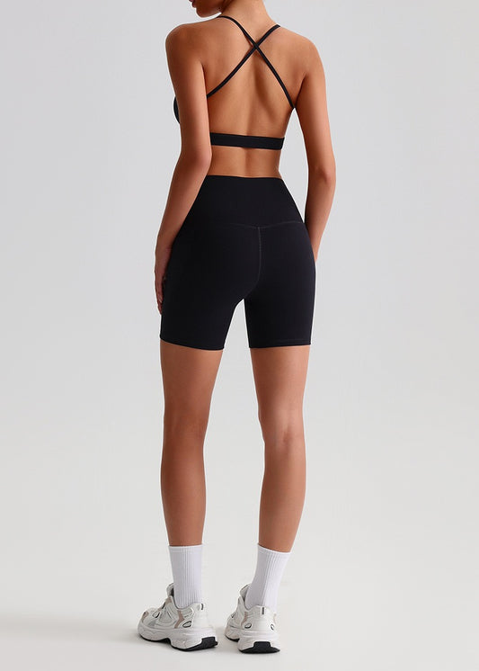 High waist workout shorts black
