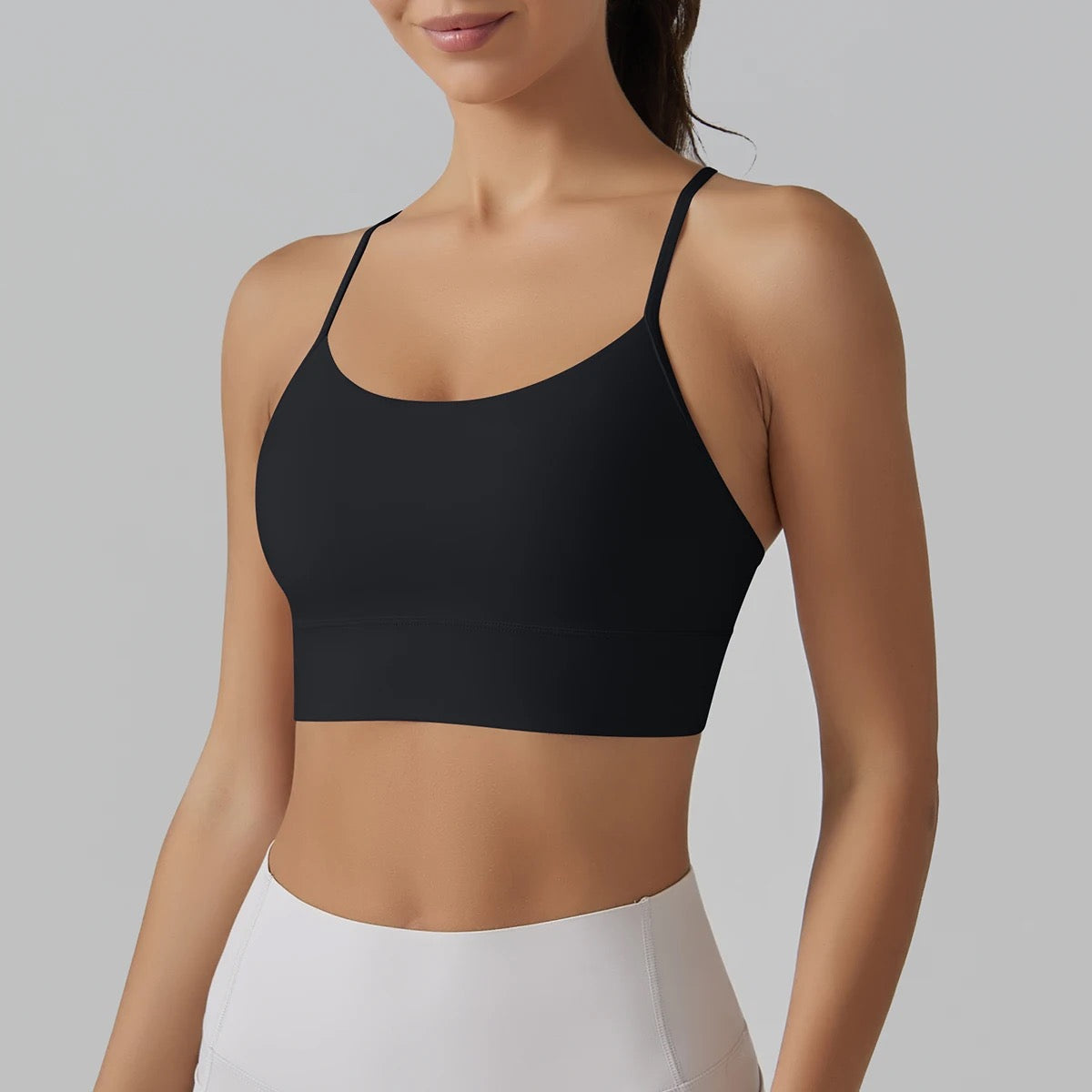 Women's Minimalist Strappy Sports Bra – Black