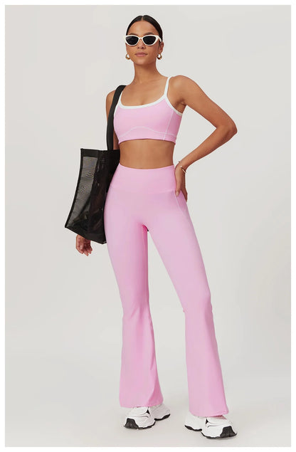 Power Curve Flare Leggings and Sports Bra Combo - Pink