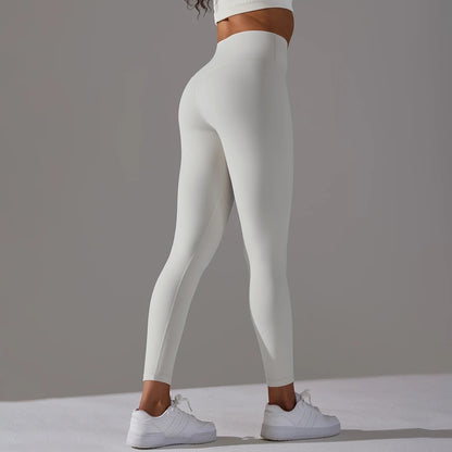 High Waist Ankle Length Yoga Leggings - White