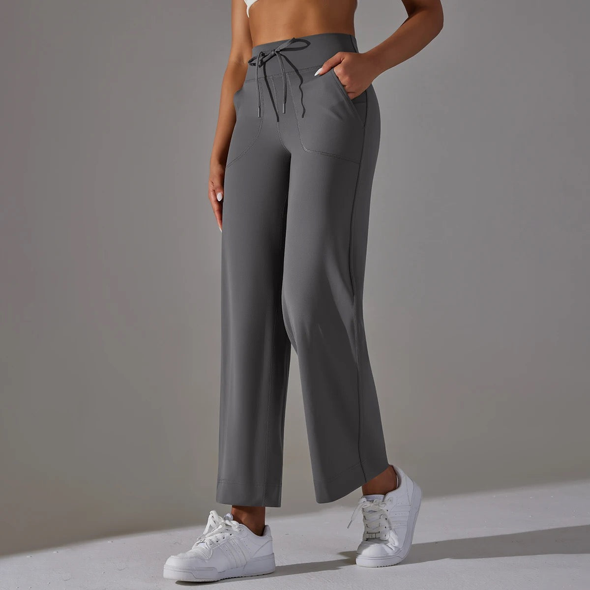 High Waist Wide Leg Athleisure Pants