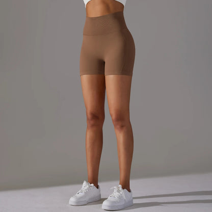 Seamless High-Waist Gym Shorts