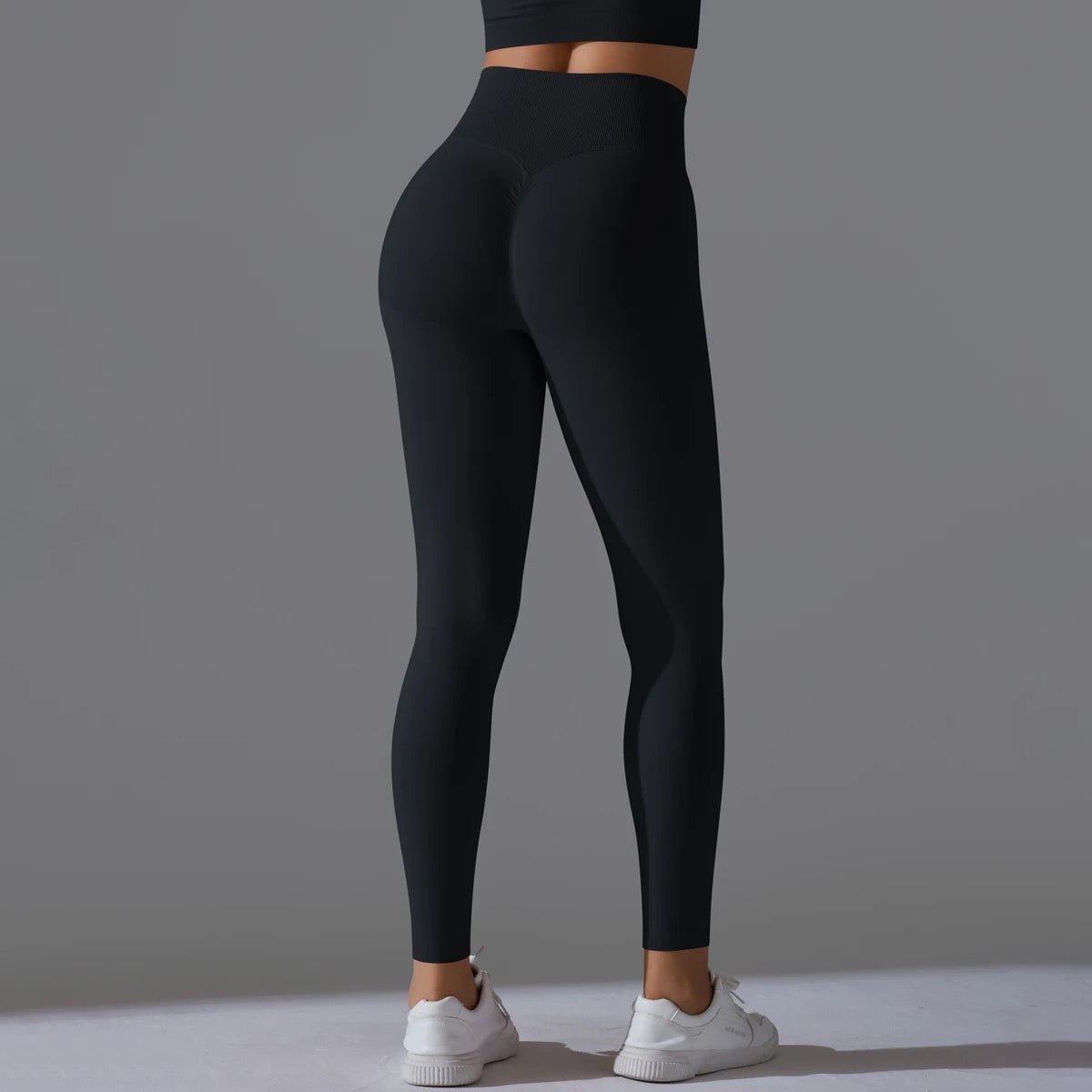 Ribbed High Waist Scrunch Leggings - Dark Green