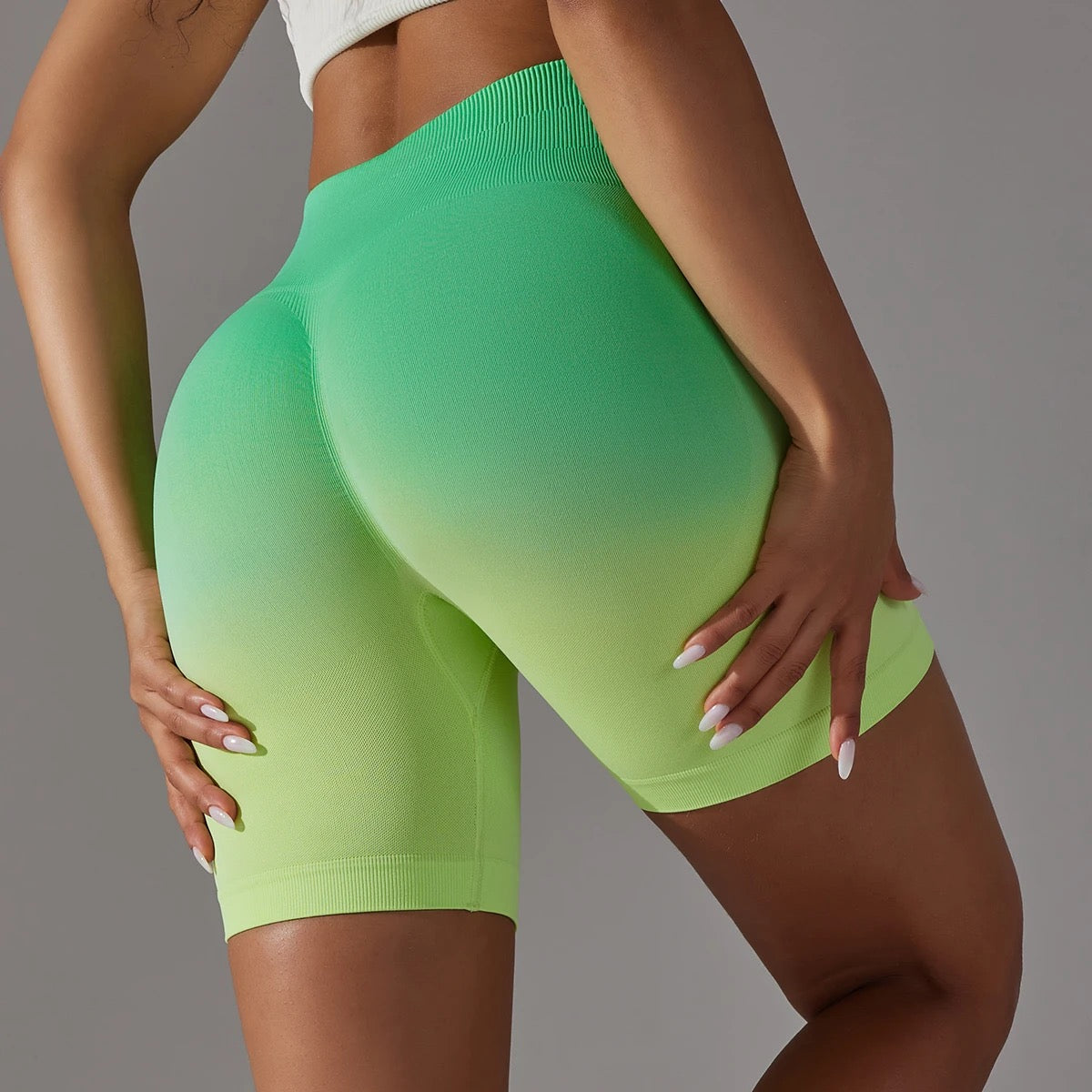 Women's Ombre Workout Shorts - Blue Green