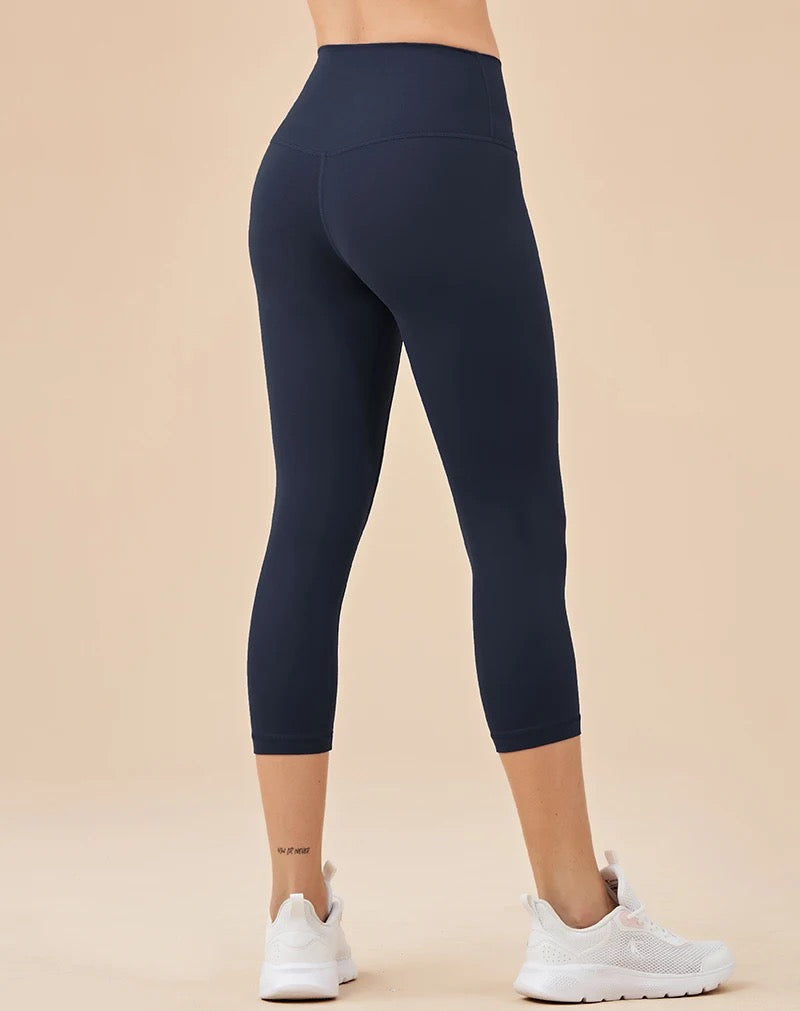 High Waist Capri Leggings with Hidden Pocket - Bronze