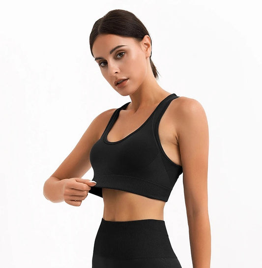 Seamless Racerback Sports Bra – Black Color