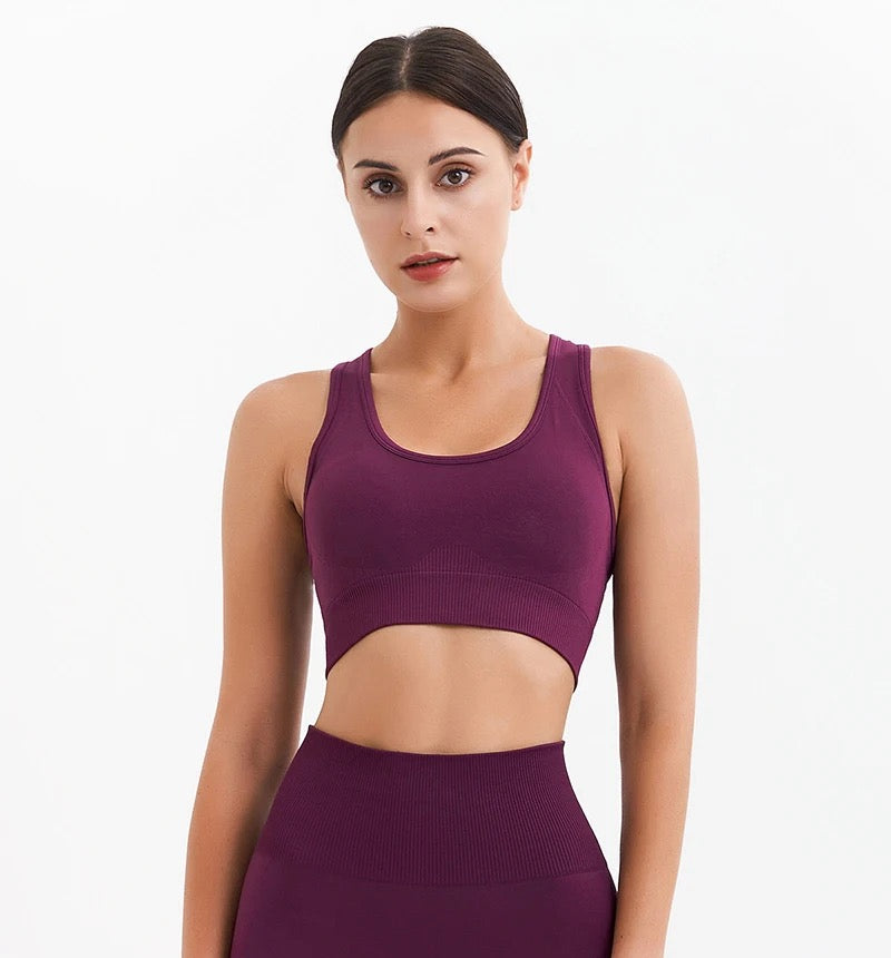 Seamless Racerback Sports Bra – Wine Color