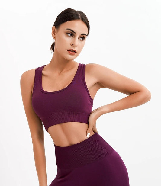 Seamless Racerback Sports Bra – Wine Color