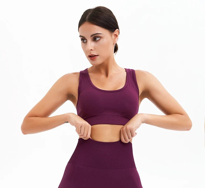 Seamless Racerback Sports Bra – Wine Color