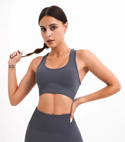 Seamless Racerback Sports Bra – Black Color