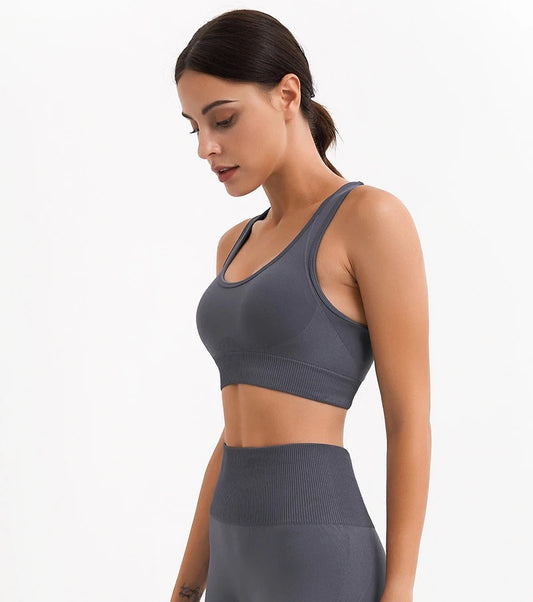 Seamless Racerback Sports Bra – Grey Color