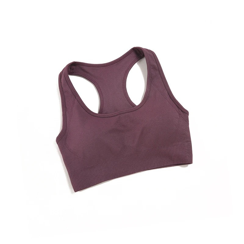 Seamless Racerback Sports Bra – Wine Color