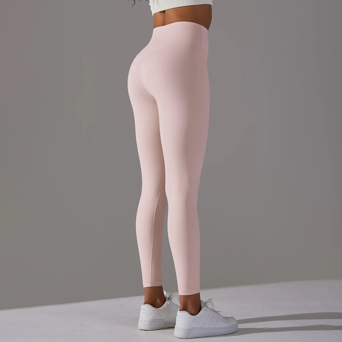 High Waist Ankle Length Yoga Leggings - White