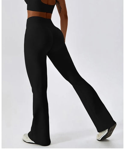 Cross Waist Flare Leggings – Black