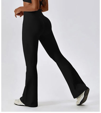 Cross Waist Flare Leggings – Black