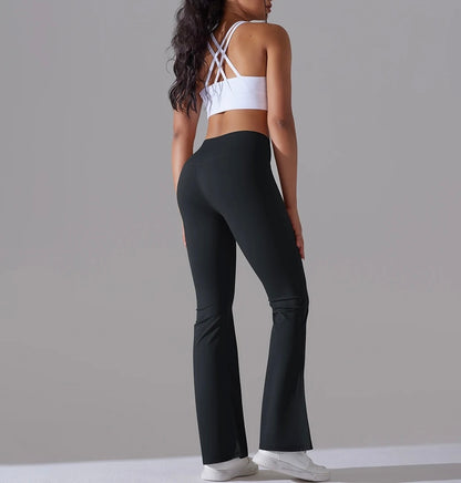 Women's High Waist Flare Leggings - Cocoa