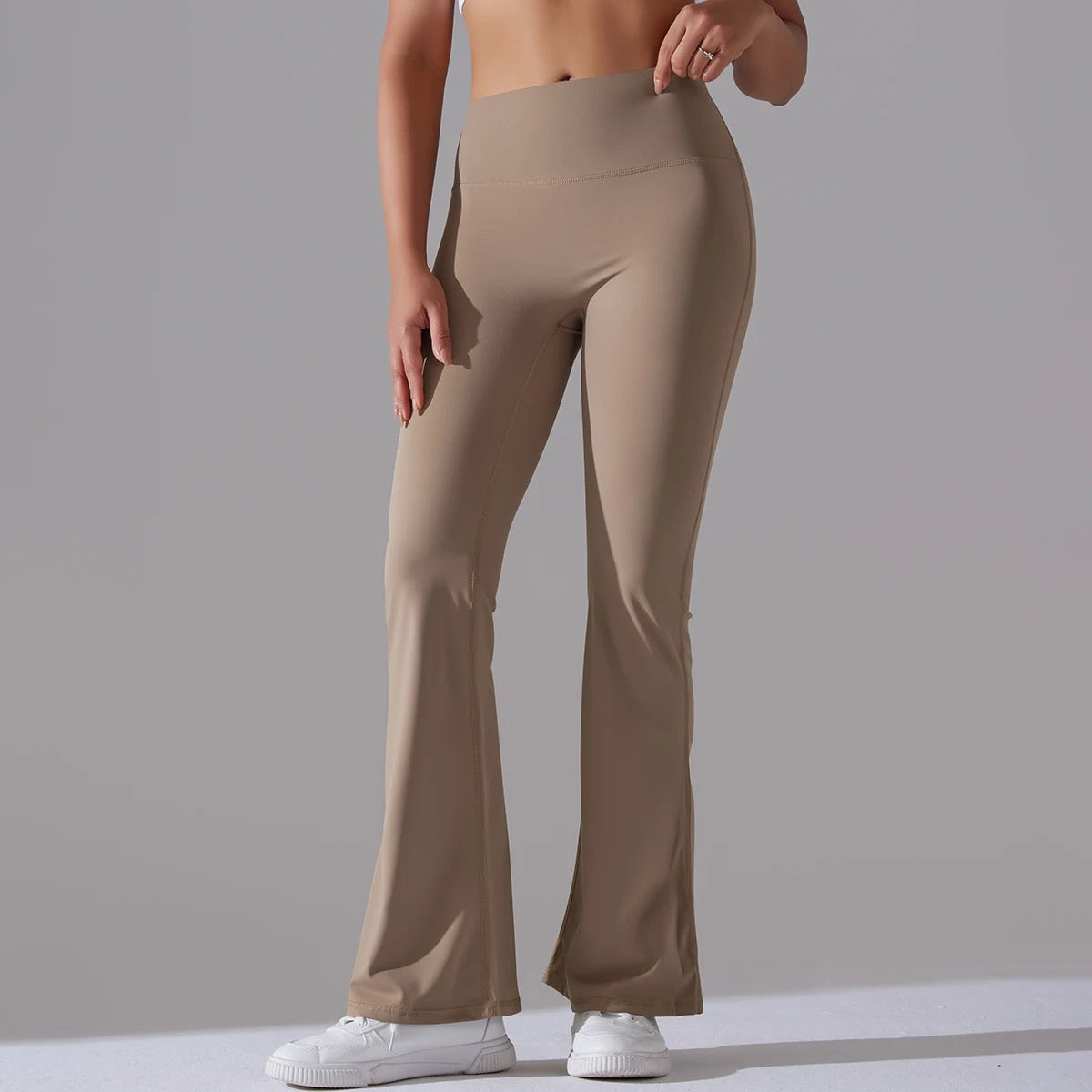 Women's High Waist Flare Leggings - Cocoa