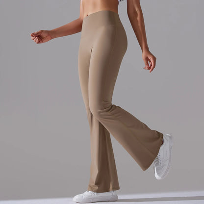 Women's High Waist Flare Leggings - Cocoa